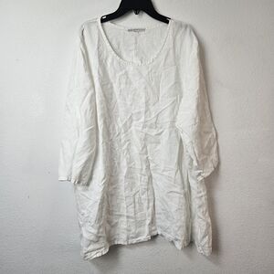 Bryn Walker Linen White Top Size Medium Oversized Lagenlook